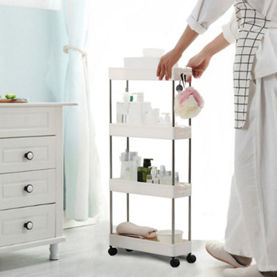 Darphe White Slim Standing 4 Tier Corner Storage Rack Shelf Plastic For Kitchen Bathroom from B&Q
