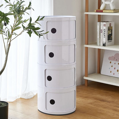 Darphe White 4 Tier Cylindrical Plastic Storage Drawer Unit For Home Organization from B&Q