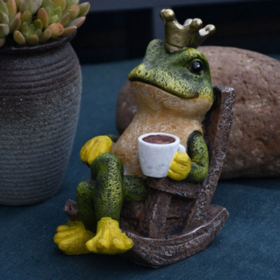 Darphe Crown Frog Prince Resin Figurine For Desktop Decoration from B&Q