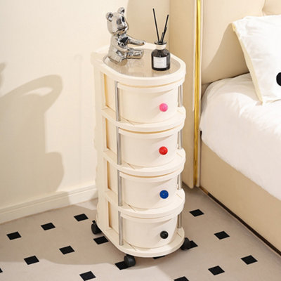 Darphe Cream Oval 4 Tier Rolling Storage Cart With Drawers And Lockable Swivel Casters from B&Q