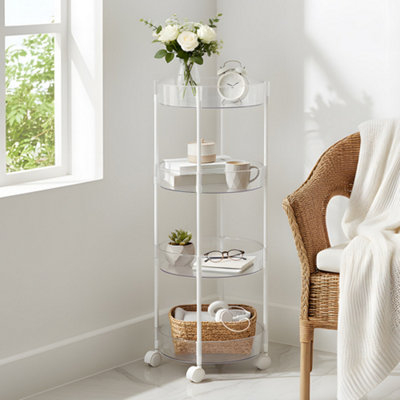 Darphe Clear Circular 4 Tier Transparent Rolling Storage Cart With 2 Lockable Casters from B&Q