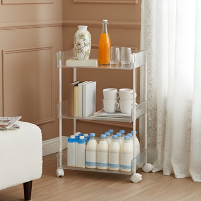 Darphe Clear Rectangular 3 Tier Transparent Rolling Storage Cart With 2 Lockable Casters from B&Q