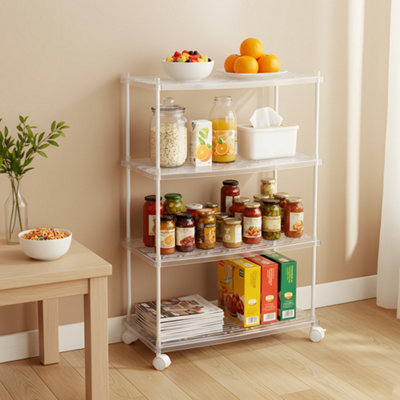 Darphe Transparant Rectangular 4 Tier Transparent Rolling Storage Cart With 2 Lockable Casters from B&Q