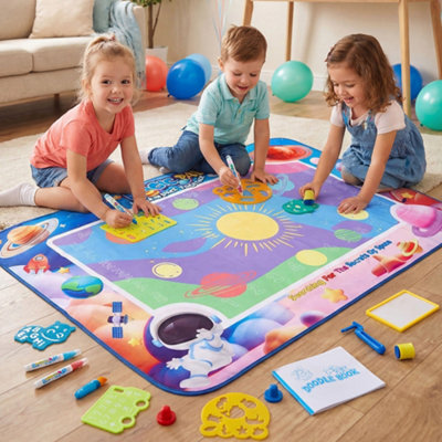 Darphe Space Theme Large Kids Water Doodle Mat With Stamps Stencils Water Pens Reusable Drawing Toy from B&Q