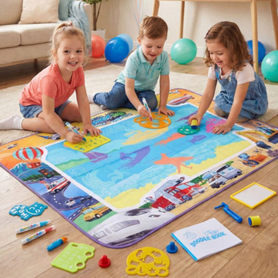 Darphe Transport Vehicle Theme Large Kids Water Doodle Mat With Stamps Stencils Water Pens Reusable Drawing Toy from B&Q