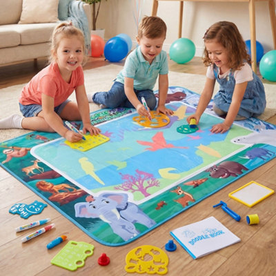 Darphe Wild Animal Theme Large Kids Water Doodle Mat With Stamps Stencils Water Pens Reusable Drawing Toy from B&Q