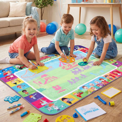 Darphe Career Amusement Park Theme Large Kids Water Doodle Mat With Stamps Stencils Water Pens Reusable Drawing Toy from B&Q