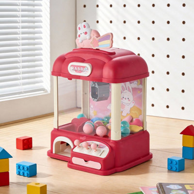 B&Q -  Rose Red Kids Mini Claw Machine With Lights Music Usb Battery Operated Arcade Toy
