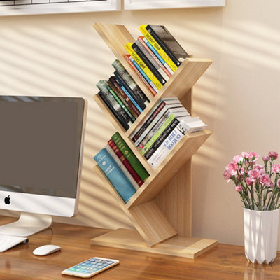 Darphe Brown 5 Tier Tree Bookshelf Rustic Style Compact Space-Saving Mdf Display Rack from B&Q