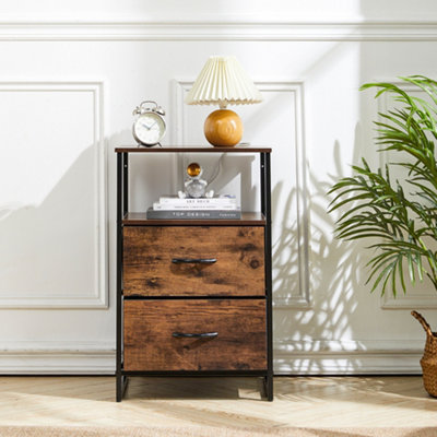 Darphe Medieval-Inspired Wooden Storage Cabinet 2 Drawers 1 Shelf Black Legs 45X40X70Cm from B&Q