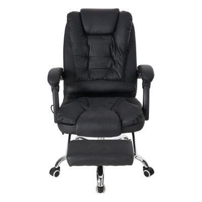 B&Q -  Black Ergonomic Massage Office Chair With Retractable Footrest And Lumbar Support
