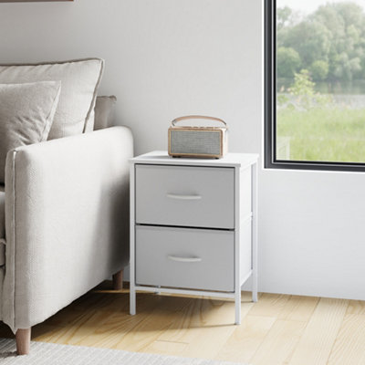 Darphe White Bedside Table With 2 Fabric Drawers Metal Frame 40X30X54Cm from B&Q