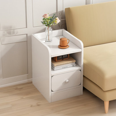 Darphe Warm White Bedside Table With 1 Drawer Open Compartment And Raised Edge from B&Q