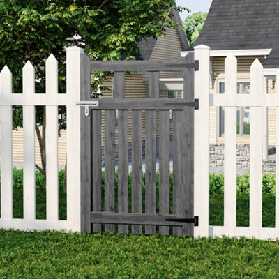 B&Q -  Grey Garden Gate Wooden Fence Door With Door Latch For Home Yard 76 Centimeters Width By 120 Centimeters Height