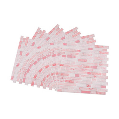 Darphe 10 Pieces Self Adhesive Wall Tile Stickers With Marble Effect from B&Q
