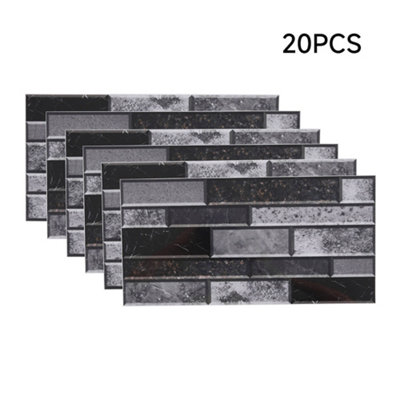 Darphe 20 Pieces Self Adhesive Wall Tile Stickers With Marble Effect from B&Q