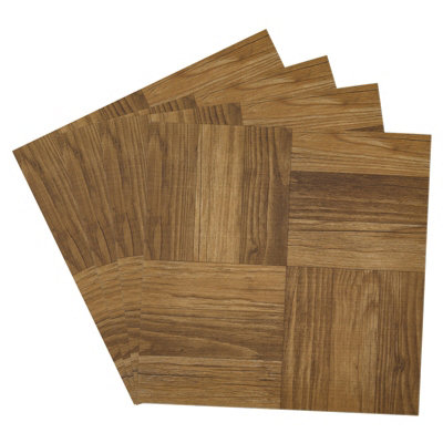 Darphe 10 Pieces Peel And Stick Pvc Parquet Flooring Tiles Set from B&Q