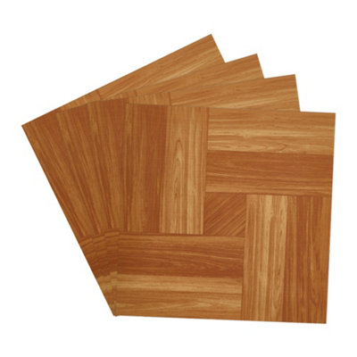 Darphe 10 Pieces Peel And Stick Pvc Parquet Flooring Tiles Set from B&Q