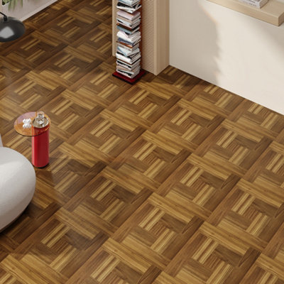Darphe 10 Pieces Peel And Stick Pvc Parquet Flooring Tiles Set from B&Q