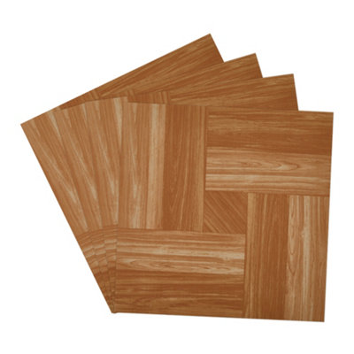 Darphe 10 Pieces Peel And Stick Pvc Parquet Flooring Tiles Set from B&Q