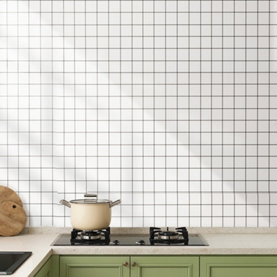 Darphe 10 Pieces Peel And Stick Pvc Lattice Wall Tile Sticker from B&Q