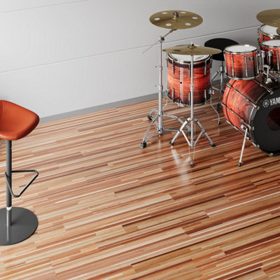 Darphe 36 Pieces Self Adhesive Wood Grain Pvc Floor Tiles from B&Q