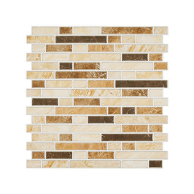 Darphe 10 Pieces Self Adhesive Wall Tile Stickers With Marble Effect from B&Q