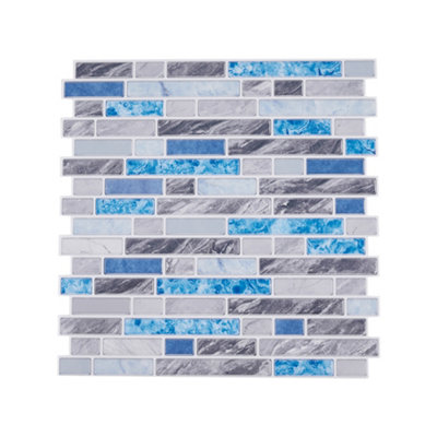 Darphe 10 Pieces Self Adhesive Wall Tile Stickers With Marble Effect from B&Q
