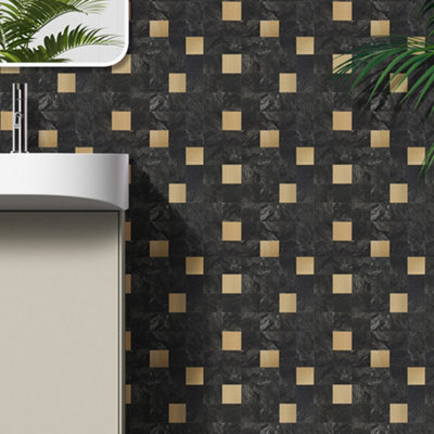 Darphe Mosaic Style Marble Effect Square Brick Design Peel And Stick Wall Tiles For Backsplash 32 By 32 Centimeters from B&Q