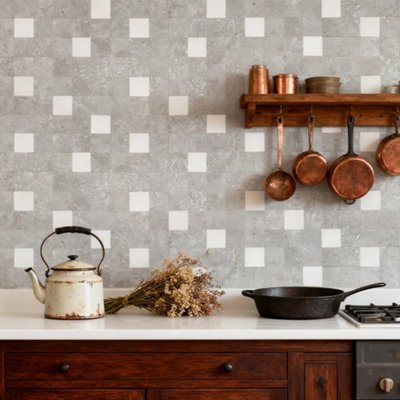 Darphe Mosaic Style Marble Effect Square Brick Design Peel And Stick Wall Tiles For Backsplash 32 By 32 Centimeters from B&Q