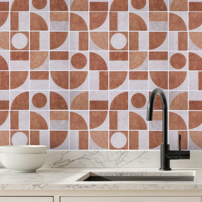 B&Q -  Set Of 10 Self Adhesive Geometric Retro Wall Tile Stickers