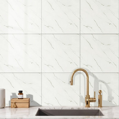 Darphe 10 Pieces Marble Patterned Wall Tile Stickers For Walls And Backsplashes Upgrades 40 Centimeters By 40 Centimeters from B&Q