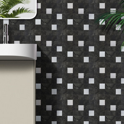 Darphe Mosaic Style Marble Effect Square Brick Design Peel And Stick Wall Tiles For Backsplash 32 By 32 Centimeters from B&Q