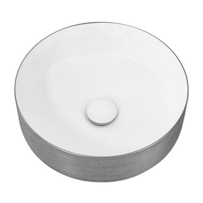 Darphe Round Matt Ceramic Bathroom Countertop Washbasin Vessel Sink Silver from B&Q