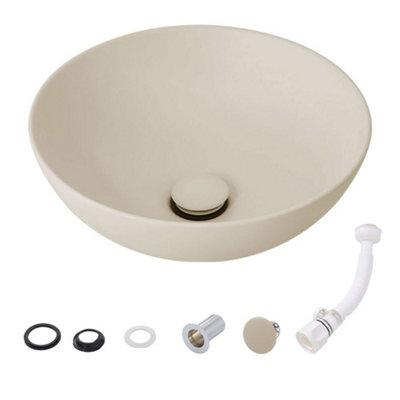 Darphe Bathroom Ceramic Countertop Washbasin With Waste SetBone White from B&Q