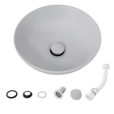 Darphe Bathroom Ceramic Countertop Washbasin With Waste SetLight Grey from B&Q