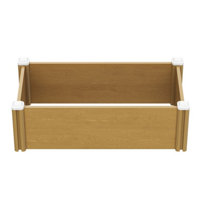Darphe Rectangular Plastic Brown Wood-Grain Raised Garden Bed Planter from B&Q