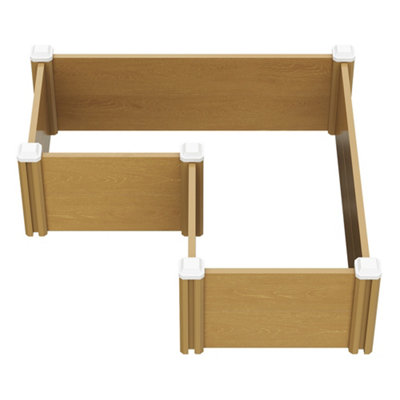Darphe L-Shaped Plastic Wood-Grain Raised Garden Bed Planter from B&Q