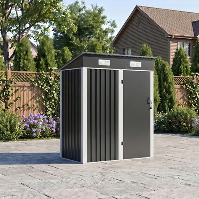 Breeins Pent Metal Shed Garden Storage Shed With Lockable DoorBlack 5 X 3Ft from B&Q
