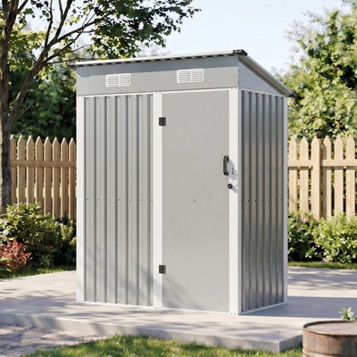 Breeins Pent Metal Shed Garden Storage Shed With Lockable DoorGrey 5 X 3Ft from B&Q