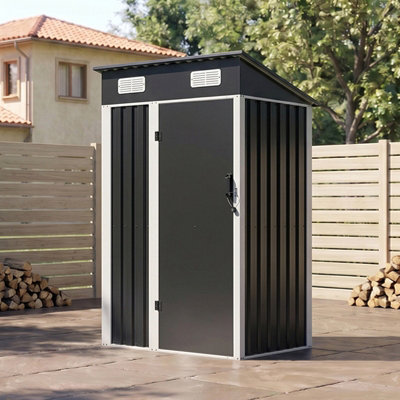 Breeins Pent Metal Shed Garden Storage Shed With Lockable DoorBlack 4 X 3Ft from B&Q