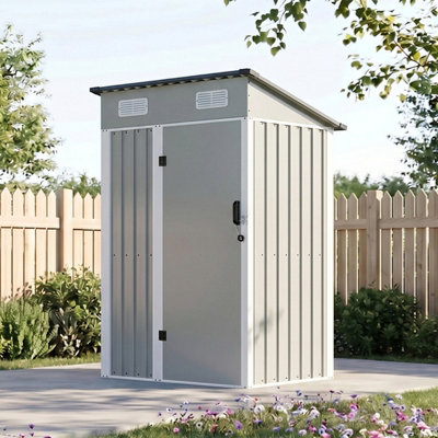Breeins Pent Metal Shed Garden Storage Shed With Lockable DoorGrey 4 X 3Ft from B&Q