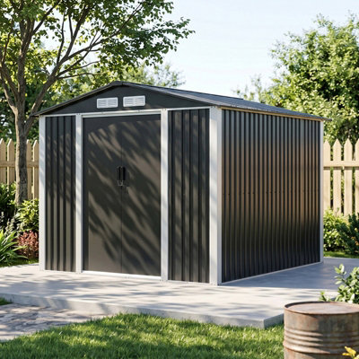 Breeins Apex Roof Outdoor Metal Shed Garden Shed With Lockable Sliding Door 8 X 10Ft from B&Q