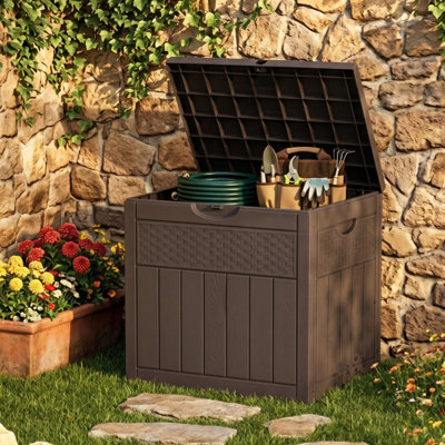 Living And Home 126L Outdoor Garden Plastic Storage Box With Combination Padlock