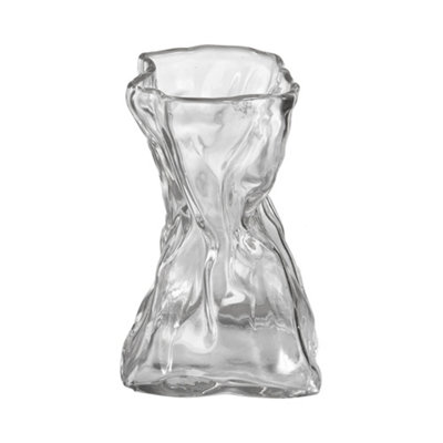 B&Q -  Irregular Twisted Crystal Clear Glass Bouquet Vase Minimalist Table Home Decor