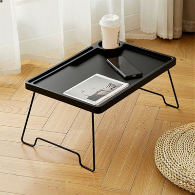 B&Q -  Black Folding Laptop Bed Table Pp Tabletop Iron Foldable Legs