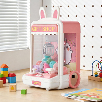 B&Q -  Pink Cartoon Rabbit Kids Claw Grabber Machine With Lights 5 Music