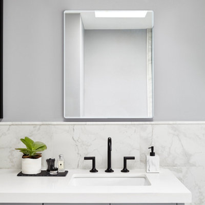 B&Q -  Frameless Rectangular Wall Mounted Mirror With Smooth Round Corners 50X70Cm