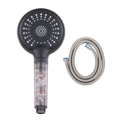 Living And Home G1/2 Handheld High Pressure Shower Head With 3 Spray Modes, Black