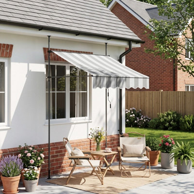 B&Q -  150Cm W Outdoor Manual Retractable Patio Awning With Hand Crank